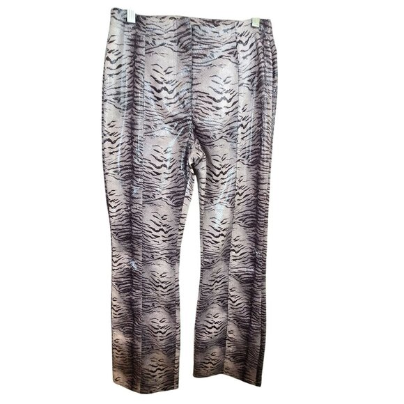 Womans Collusion Animal Print Pants Faux Snakeskin Flare Sz 6 Gray Black JJ4065 - Picture 1 of 11